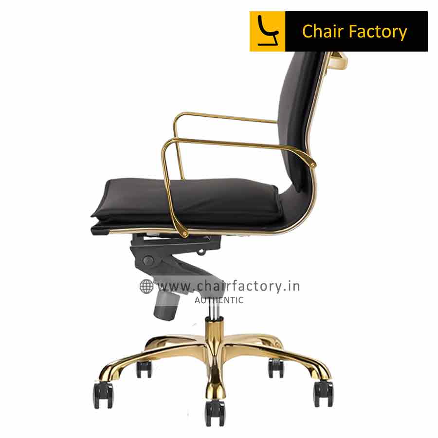 James Double Cushion Gold Mid Back Conference Room Chairs